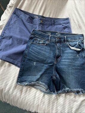 a.n.a Women's Denim Cutoff Shorts and blue Cotton Shorts